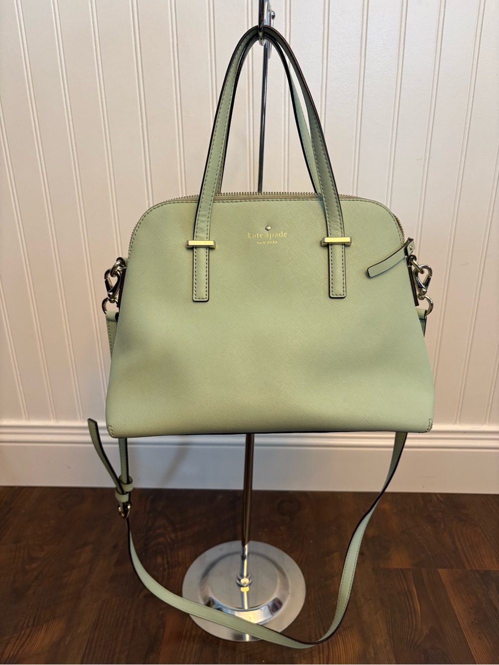 Kate Spade Mint Green Leather Satchel Crossbody Bag